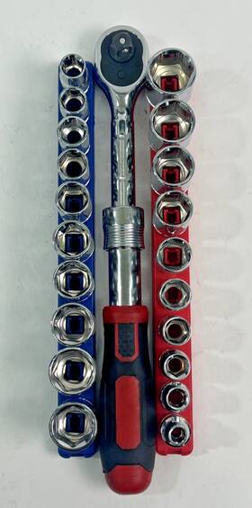 43233 Hyper Tough 19 Piece 1/4 Inch Drive Ratchet And Socket Set Deep Sockets