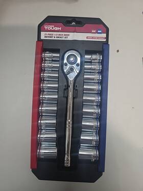 43236 Hyper Tough 21 Piece 1/2 Inch Drive Ratchet And Socket Set Detachable