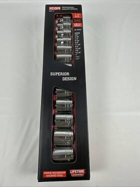 583ff9e7-8c7a-490 Icon 1/2 Inch Drive Professional Shallow Socket Set 13pc Sae S3ss-13