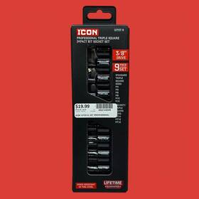 Ss2142049 Icon Professional Ratcheting I2tst-9 12tst-9. 3/8 Inch Triple Square Impact Bit Socket Set