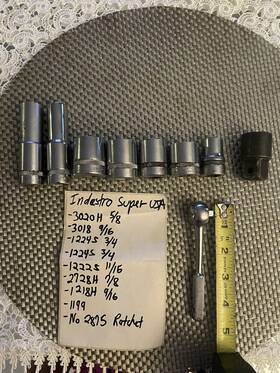 2875 Indestro Super Socket Set And Ratchet Made In Usa 9 Pcs