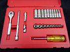 J47116 1 4 25pc Professional Sae Proto Dr Plastic Socket Red 6-ptcase Set