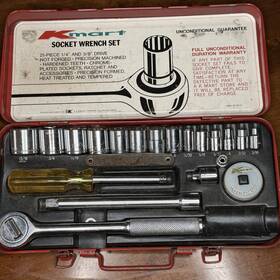 129-952 Kmart 21-piece Sae Ratcheting Socket Wrench Set 1/4 Inch And 3/8 Chrome-plated