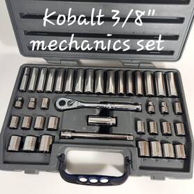 22800-m Kobalt Usa 3/8 Inch 40pc Deep/short Socket/ratchet Set - Metric And Sae With Spark Plug