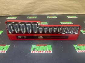 R7a016003 Mac Tools Sxdm142tr 12 Point - Socket Set Deep Metric In Metal Tray