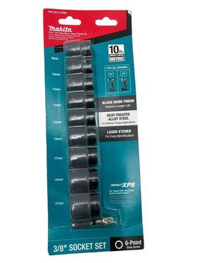E-01688 Makita 088381555333 Impact Xps 3/8 Inch Drive 6 Point Metric Socket Set 10 Pc