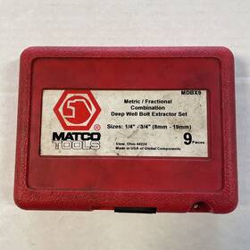 Mdbx9 Matco Tools Deep Well Bolt Extractor Set With Case 1/4 Inch -3/4 9pc 24