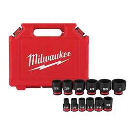 49-66-7005 Milwaukee Impact Socket Set 12-pc 6 Point Dual Hole Design Resistant Case