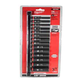 49-66-7008 Milwaukee Tool 3/8 In Drive Impact Socket Set Metric 14 Pc. Pcs