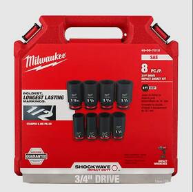 8pcshockwave Milwaukee 49-66-7018 Impact Duty 3/4 Inch Drive Sae Deep 6 Point Socket