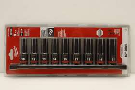 49-66-7032 Milwaukee Shockwave Impact Duty 1/2ftft Drive Metric Deep 6 Point Socket Set 9pc