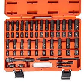 02437a Neiko 816914023901 1/4 Drive Impact Socket Set 54 Piece Metric And Standard Deep Shallow