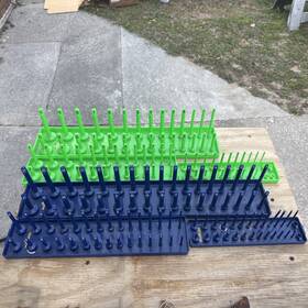 22233 Oemtools Sae And Metric Socket Tray Set 1/4 Inch 3/8 1/2 Drive 6 Piece Green/blue