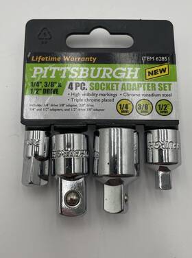 Pittsburgh 792363628518 4 Pc. Socket Adapter Set 1/4ftft 3/8ftft And 1/2ftft Drive