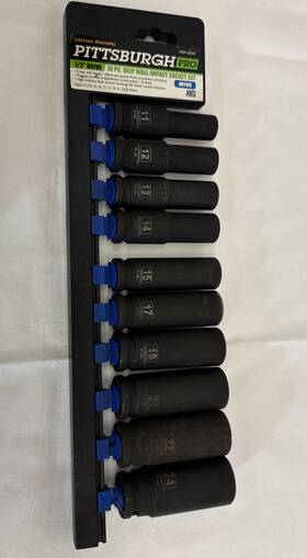 692287 Pittsburgh Professional Pro 10 Piece Black Deep Socket Set Metric 1/2 Inch Drive 6 Point 69287