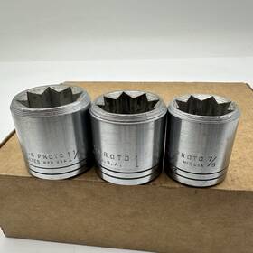 5434-s Proto 3 Vintage 1/2 Inch Dr. 8 Pt Double Square Star Sockets 1 1/16 7/8 Made Usa