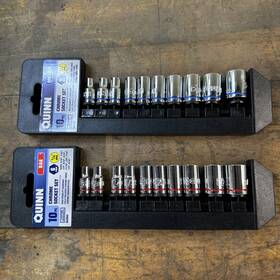 64203 Quinn 64205 Chrome Socket Set 6 Point Metric #64205 And Sae #64203 1/4 Drive - 10pc Each