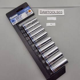 64216 Quinn Tools 10pc. Chrome Deep Socket Tool Set Metric 3/8 Inch Drive 6 Point #64216