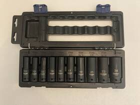 70088 Quinn 10 Piece Black Deep Socket Set Metric 1/2 Inch Drive 6 Point