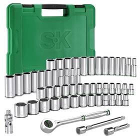 160-p Sk 025141114225 3/8 Inch Drive Socket Set With Ratchet 55-piece Sae And Metric Superkrome
