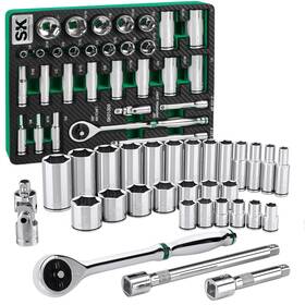 Sk 025141116199 Tools Usa 3/8 Inch Drive 30 Piece 6 Point Standard And Deep Sae Chrome Socket S
