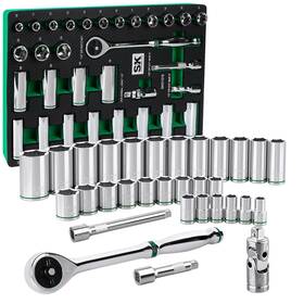 Sk 025141116212 Tools Usa 1/2 Inch Drive 31 Piece 6 Point Standard And Deept Metric Chrome Sock
