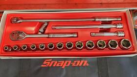 317mpc Snap-on 17 Piece 1/2 Inch Drive Sae Socket Set Chrome Shallow 6point