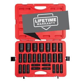2646 Sunex Tools 100076931663 1/2 Inch Drive Deep Impact Socket Set 26-piece Metric 10