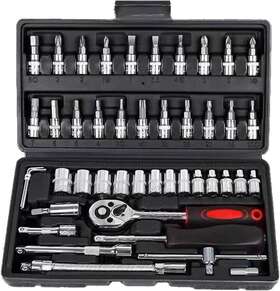 Vt-002  Sutlumisi 46pcs Socket Set - 1/4 Inch Drive Ratchet Wrench Mechanic Tools Kit F