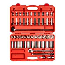 Skt25201 Tekton Ratchet Socket Set 1/2 Inch Drive 6-point 52-piece Metric Hex Deep