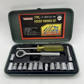 4338a Triumph Vintage 17pc Socket Wrench Set Metal Case 1/4 Inch Drive No. Complete