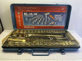 45-5004-2 Western Vintage Auto 40 Pc 1/4 Inch And 3/8 Combination Ratchet Socket Set Metal Case