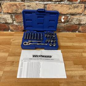 33hd81 Westward 1/4 Inch Drive Socket Wrench Set Sae Metric 28 Pieces 3/16 In To