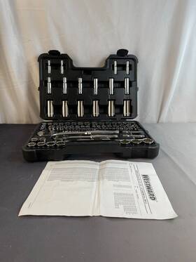 53pn73 Westward Silver 1/4 Inch 3/8 1/2 Drive Socket Set Sae Metric 86 Pieces