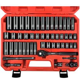 Wett 344483106868 3/8 Inch Drive Impact Socket Set 50pcs Sae/metric Deep/shallow Sockets With Ad