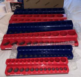 W004706 Workpro Magnetic Socket Organizer 6-pack Set 1/4ftft 3/8ftft 1/2ftft Dr Metric Sae