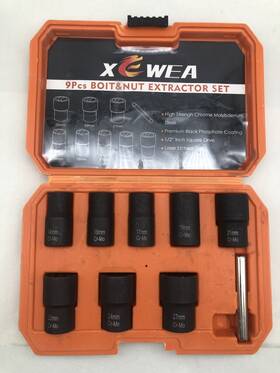 Xewea 774567129732 9pcs Lug Nut Extractor Set 1/2 Inch Drive Impact Bolt Remover Socket Tool Read