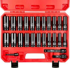 Yiyitools 974831043175 25pcs 1/2 Inch Drive Deep Impact Socket Set Sae&metric 12-24mm 3/8-1inch Includi