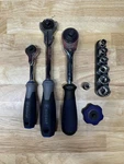 Kobalt Swivel Head Ratchets, Double Drive Ratchet, Sockets Lot #409431. Fixed Price $50.00.