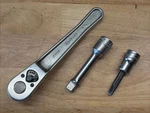 Snap-on FV71 3/8" Drive Ratchet Vintage Tools + Extension & Bit. Fixed Price $19.99.