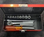 Vintage Wright Allied Tools Socket Wrench Set A21 1/4 Sae, Metal Box. Fixed Price $65.00.