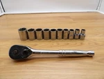 10 - Piece 12 Pt Socket Set Craftsman Drive Sae Usa & Stanley Ratchet 1/2". Fixed Price $50.00.