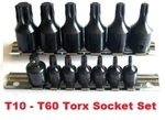 15PC 3/8" & 1/4" Socket Wrench Torx Bit Set T10 - T60 Snap In Rail #10140A Neiko. Fixed Price $24.95.