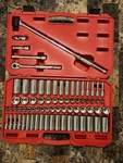 Tekton 3/8 Inch Drive Shallow And Deep 6-POINT Socket Ratchet Set With Case. Fixed Price $160.00.