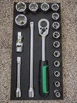 Stahlwille 18 Piece Socket Set 1/2" Drive 10-30MM In Foam New German Tools. Fixed Price $295.00.