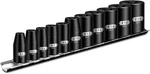 Torx & Star Set With Rail, 11-PIECE Female External Sockets, E4-E20. Fixed Price $15.23.