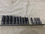 Mac Tools 13 Pc 3/8" Metric 6PT 6-19MM Deep Socket Set + Rail SXDGM146BR. Fixed Price $179.99.