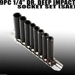 9PC Sae 1/4" Drive Automotive Shop Tools Deep Air Impact Socket Set. Fixed Price $16.99.