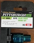Pittsburgh Pro 1/2 In. Drive Sae Color-coded Socket Set.. Fixed Price $29.99.