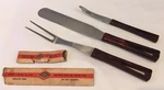 1930'S Stanley Home Products Spatula, Cook Fork, & Grapefruit Knife Bakelite Hdl. Fixed Price $33.99.